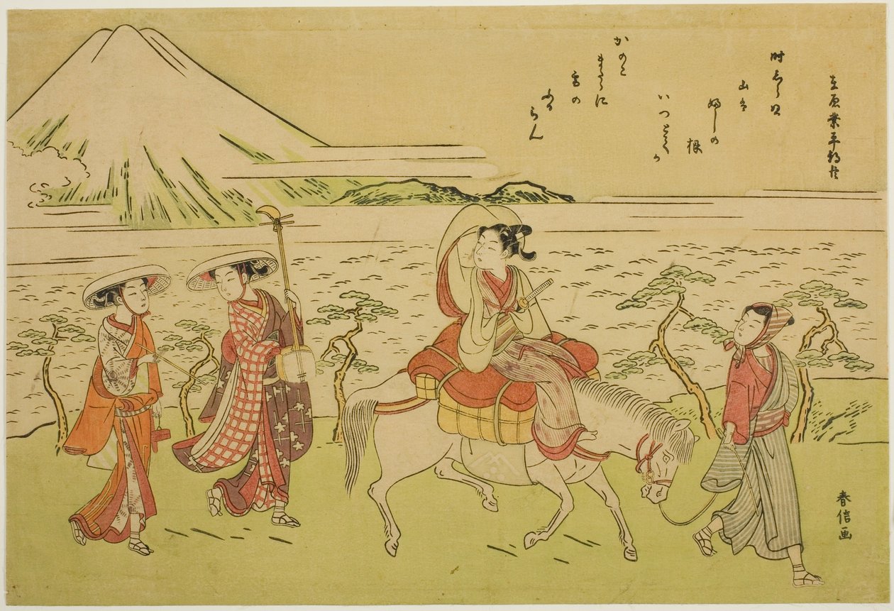 Parodie auf Ariwara no Narihiras Reise in den Osten von Suzuki Harunobu