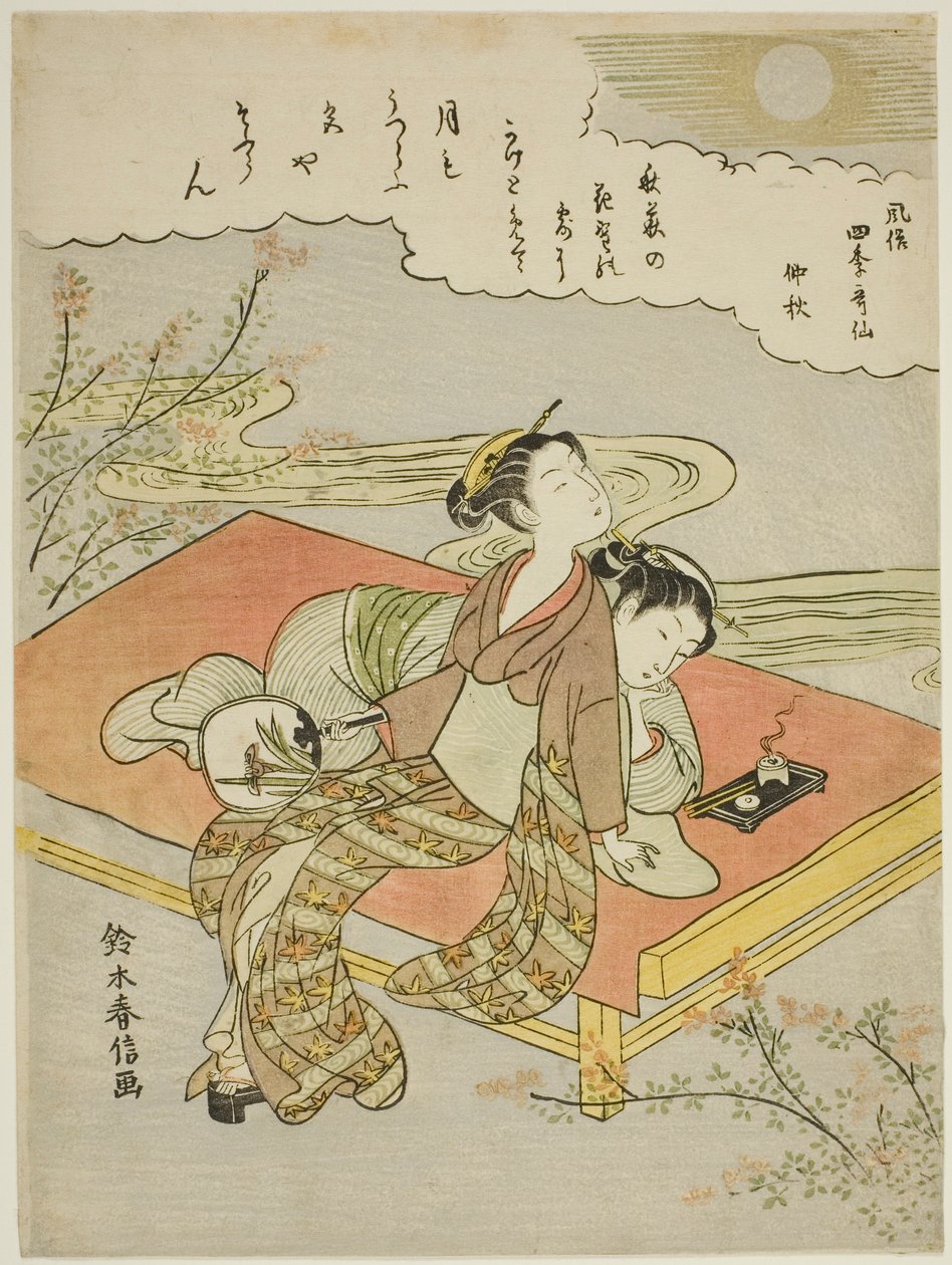 Der achte Monat (Chushu), aus der Serie "Beliebte Versionen unsterblicher Dichter in vier Jahreszeiten (Fuzoku shiki kasen)" von Suzuki Harunobu
