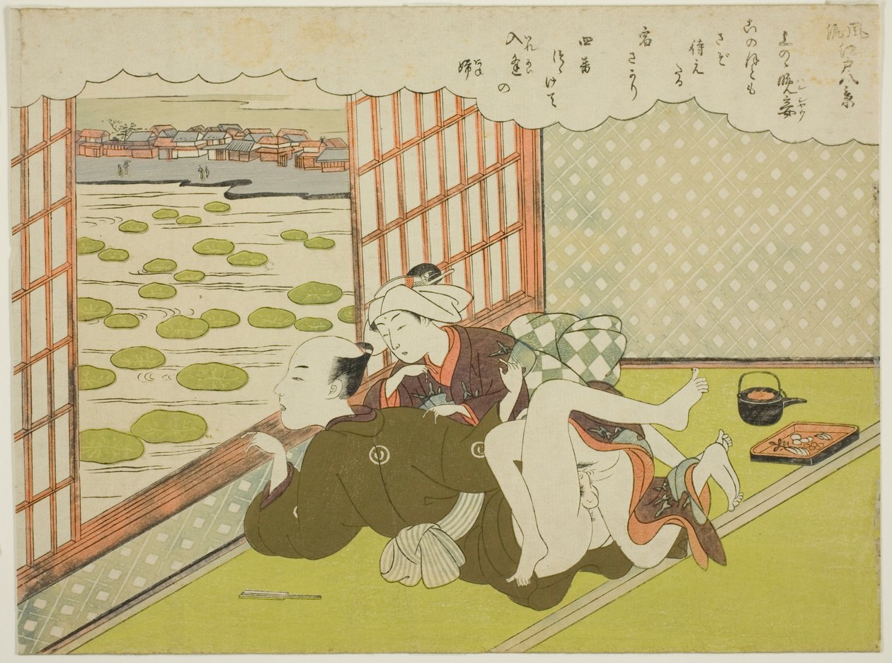 Die Abendherrin in Ueno (Ueno no bansho), aus der Serie "Acht modische Ansichten von Edo (Furyu Edo hakkei)" von Suzuki Harunobu