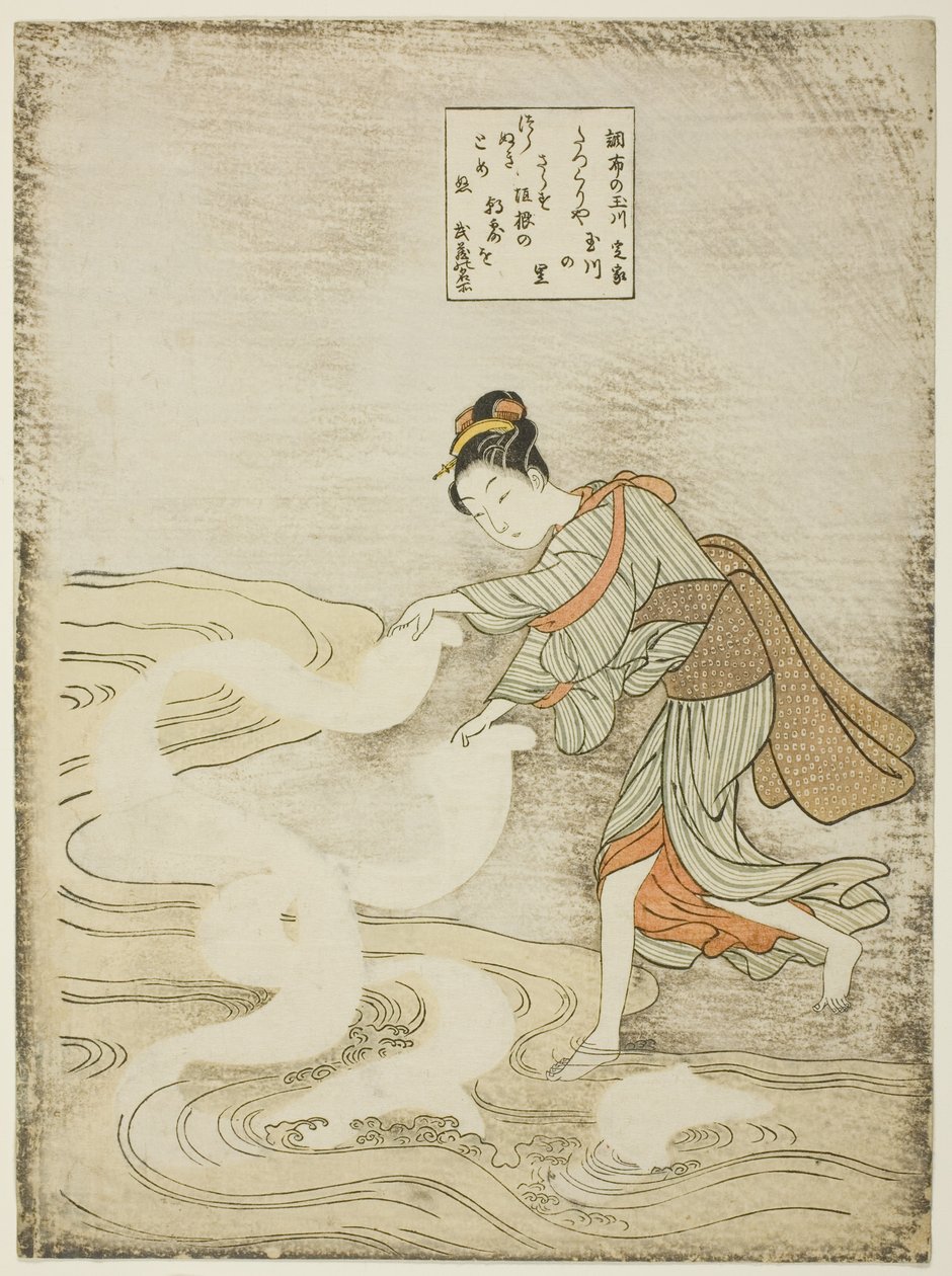 Der Juwelenfluss bei Chofu (Chofu no Tamagawa), aus einer unbetitelten Serie von Sechs Juwelenflüssen von Suzuki Harunobu
