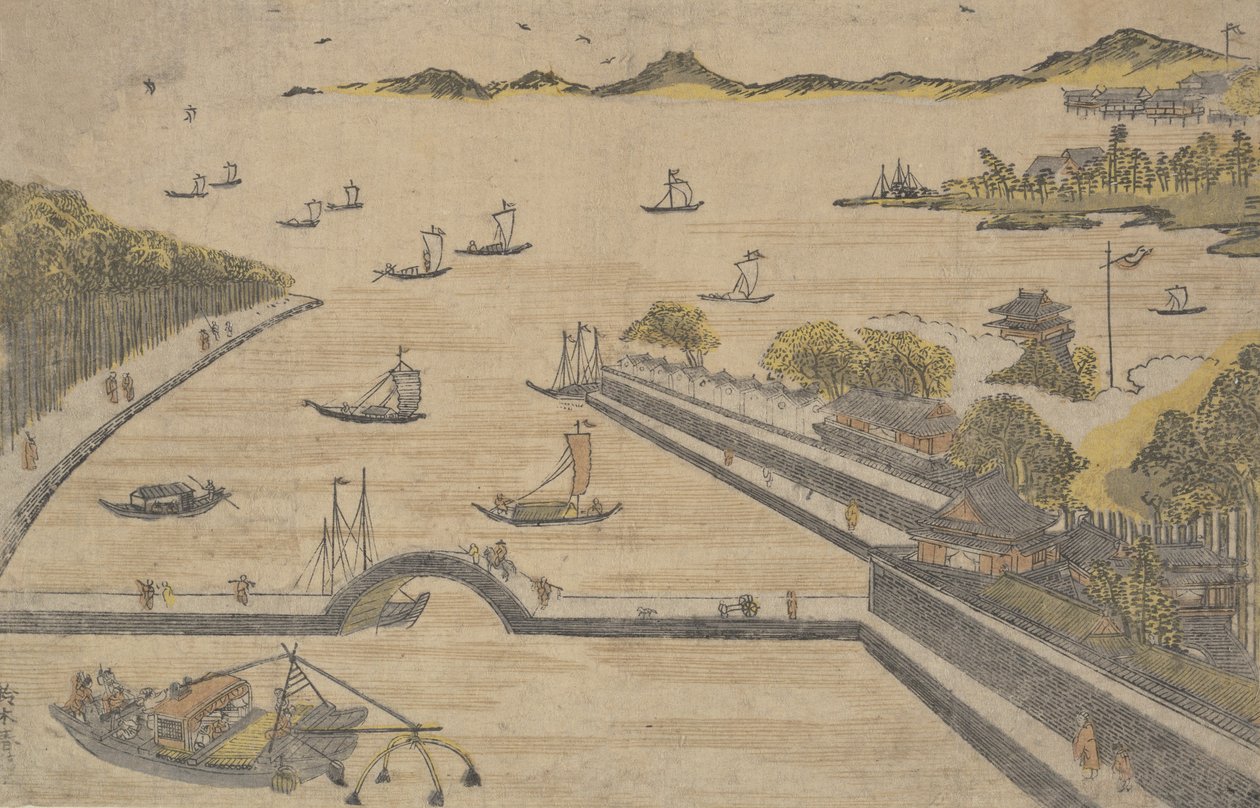 Blick auf Fukagawa, Edo, ca. 1764 von Suzuki Harunobu
