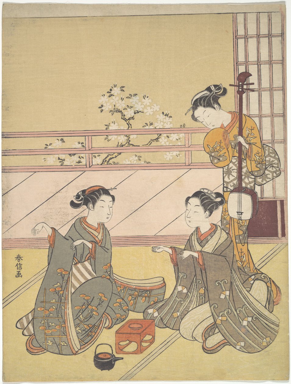 Junge Frauen beim Kitsune-ken (Fuchsspiel) von Suzuki Harunobu