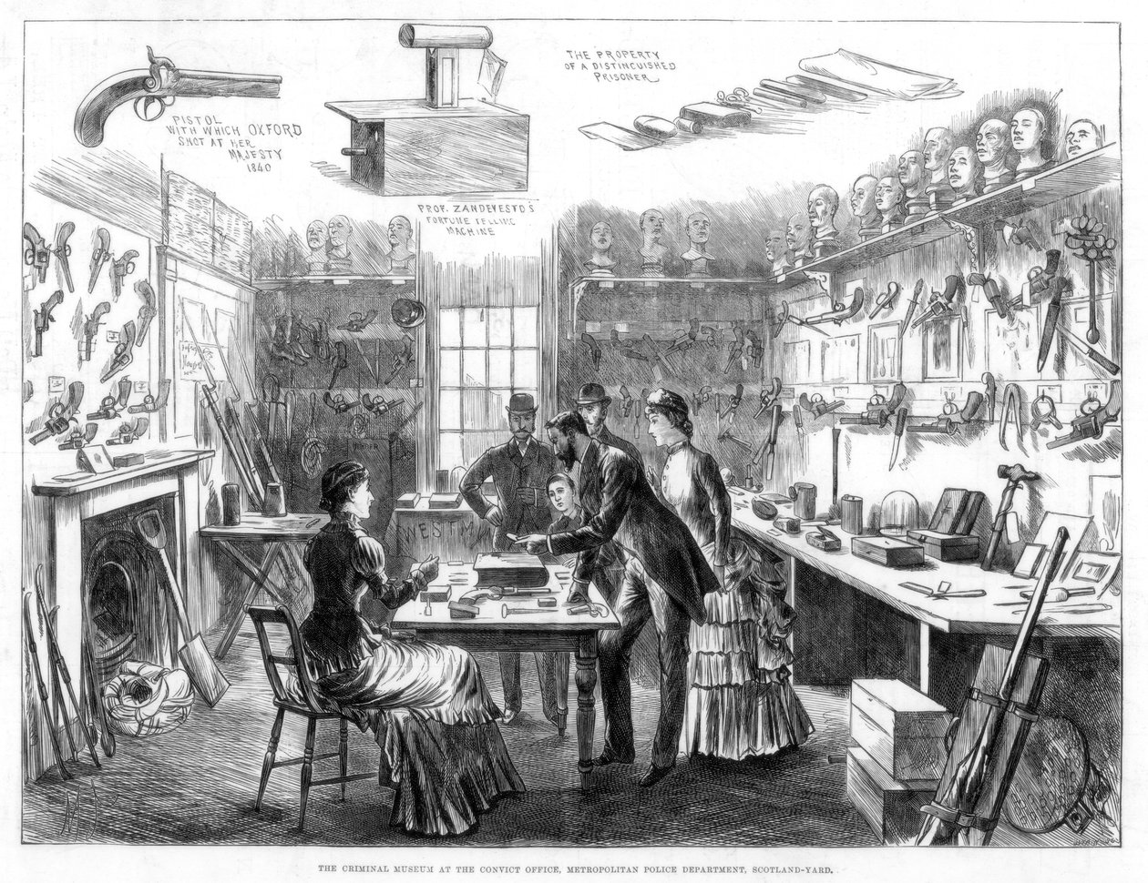 Das Kriminalmuseum im Strafbüro, Metropolitan Police Department, London, 1883 von Swain