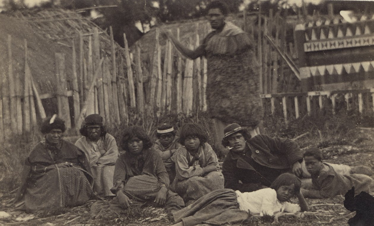 Im Pawhakiro Pa, Hawkes Bay, Neuseeland, ca. 1865 von Swan and Wrigglesworth