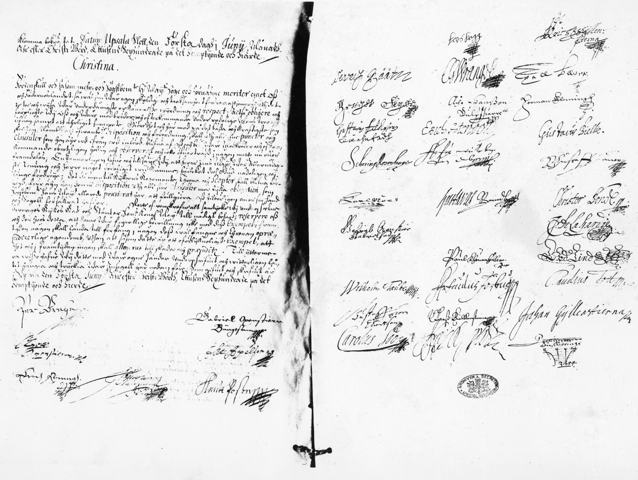 Abdankungserklärung von Christina, Königin von Schweden, 1654 von Swedish School