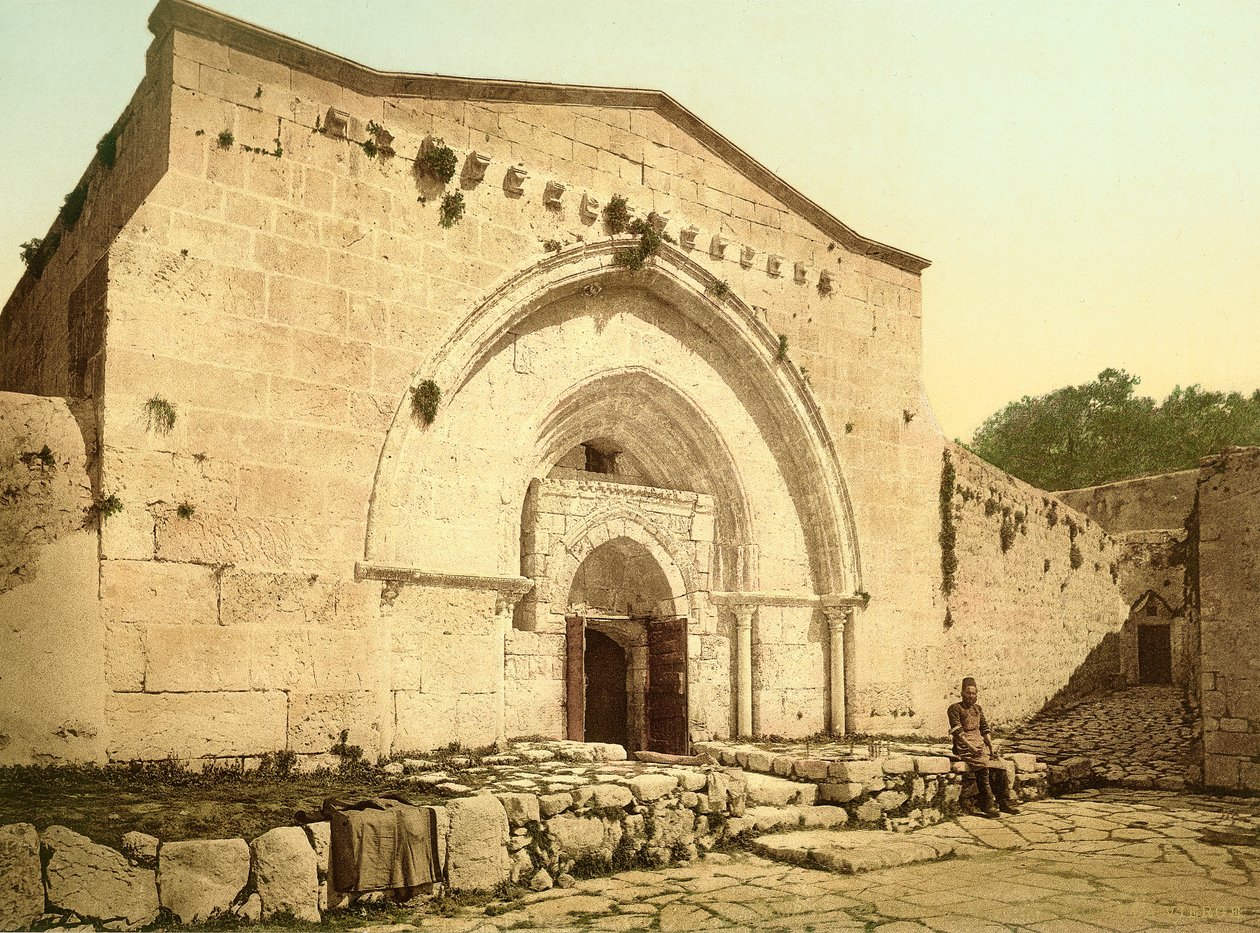 Fassade der Kirche des Grabes der Jungfrau Maria im Kedron-Tal, Jerusalem, ca. 1880-1900 von Swiss Photographer