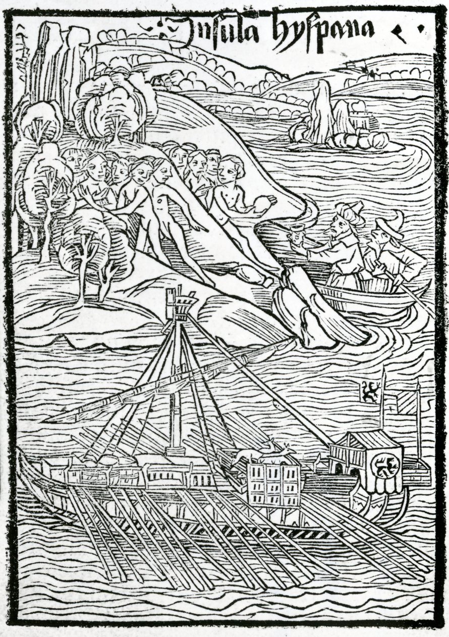 Ankunft der Karavelle von Kolumbus auf der Insel Hispaniola von Swiss School
