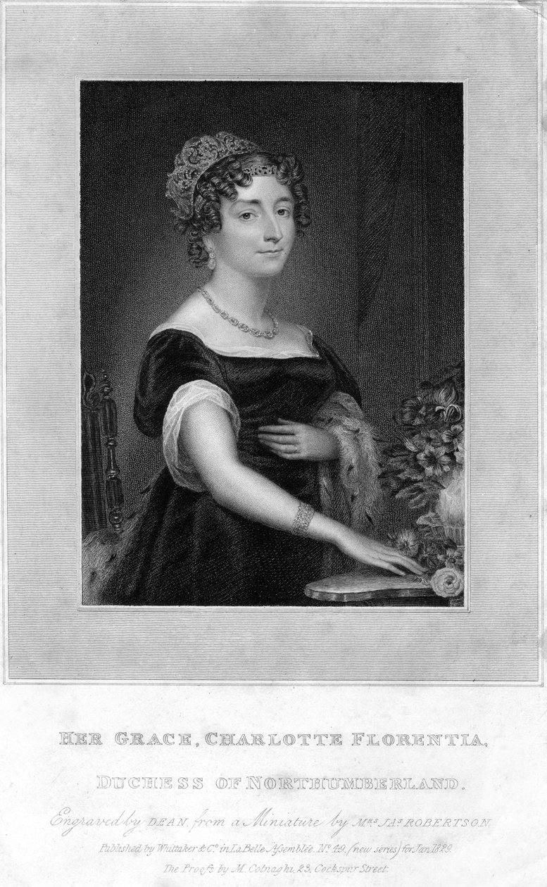 Ihre Gnaden Charlotte Florentia, Herzogin von Northumberland, 1829 von T. A. Dean
