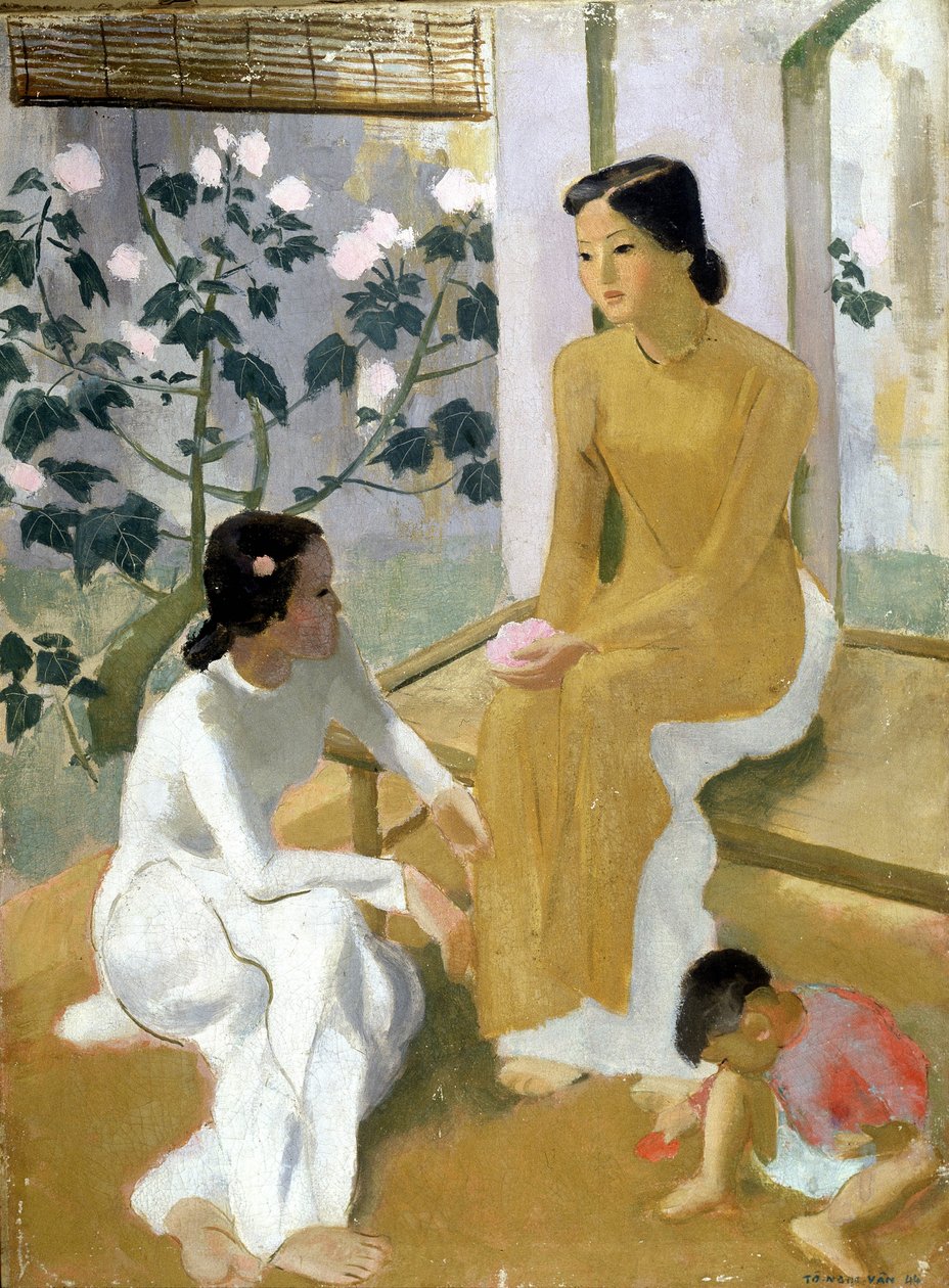 Frauen und Kinder. Gemälde von To Ngoc Van von Tô Ng?c Vân