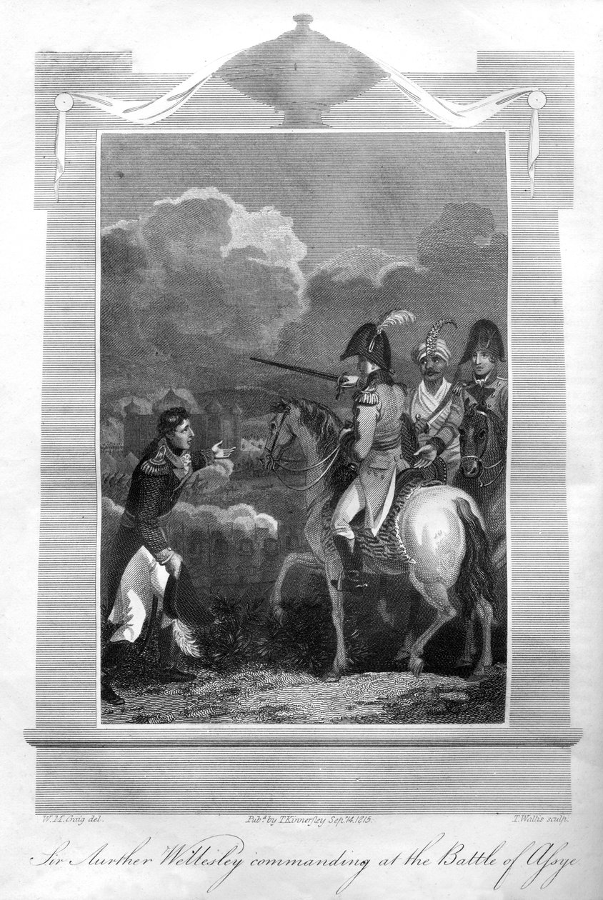Der Herzog von Wellington kommandiert in der Schlacht von Assaye von T. Wallis
