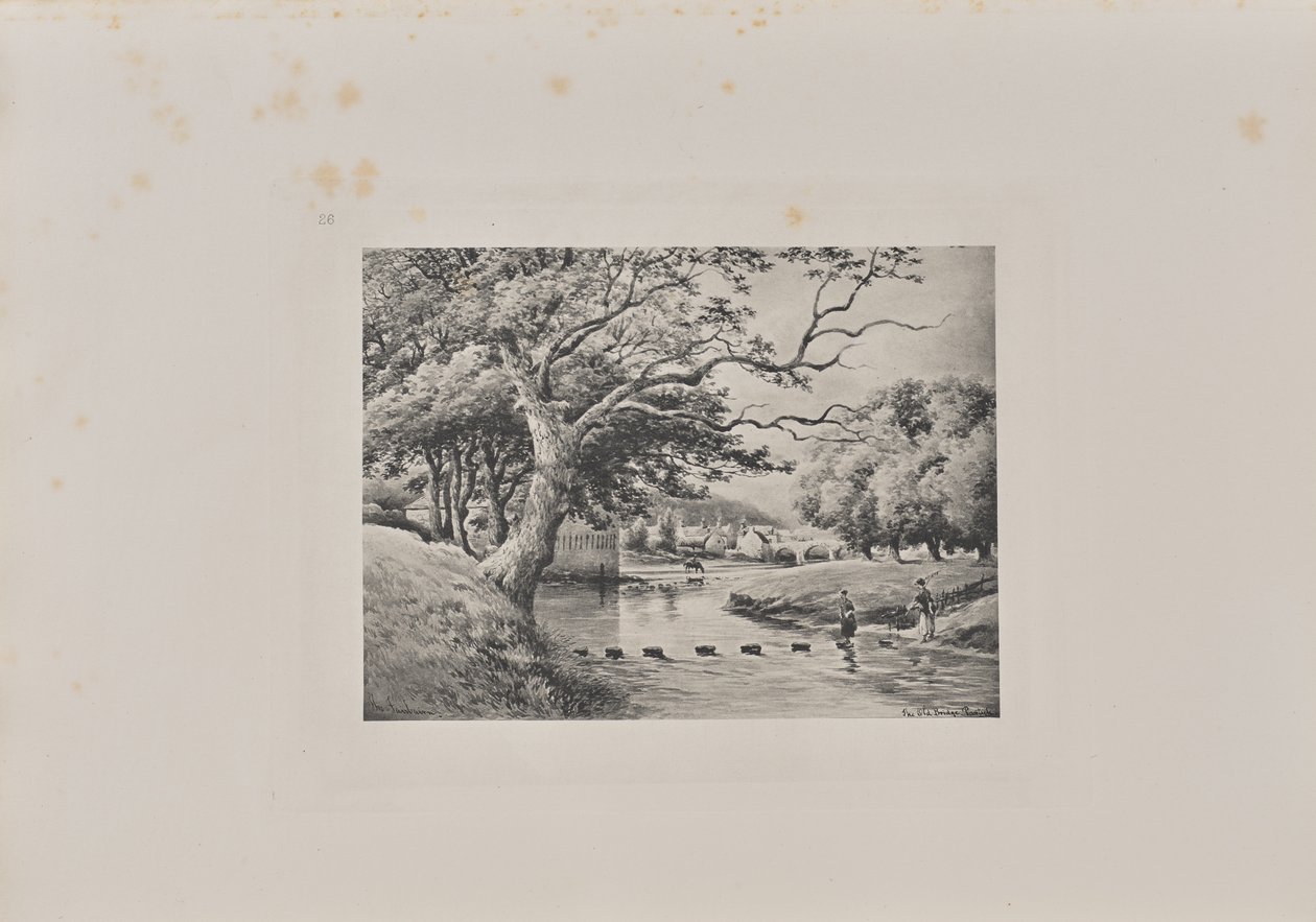 Blick auf die alte Brücke von Partick von den Trittsteinen aus von T. and R. Annan and Sons