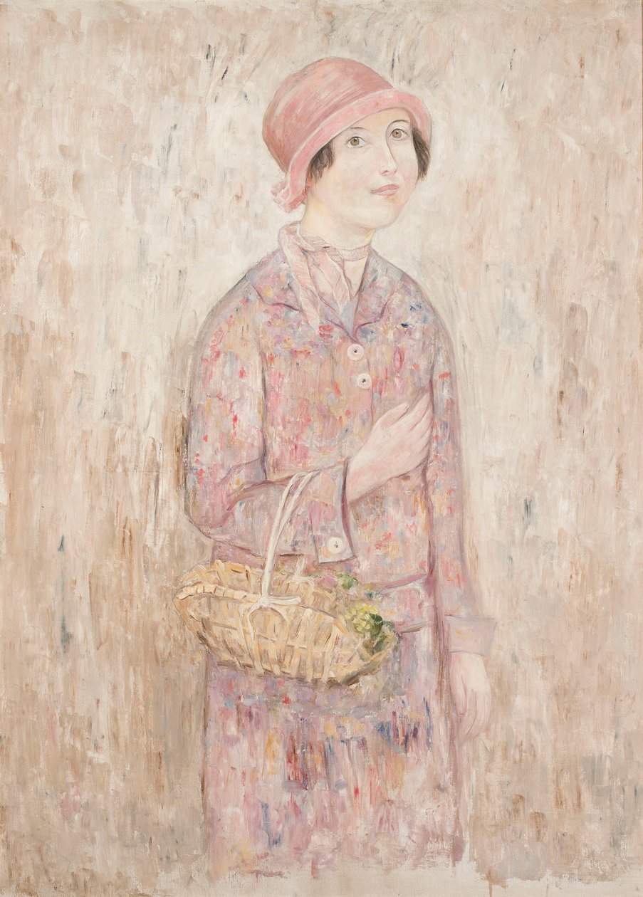 Mädchen mit rosa Hut von Tadeusz Makowski
