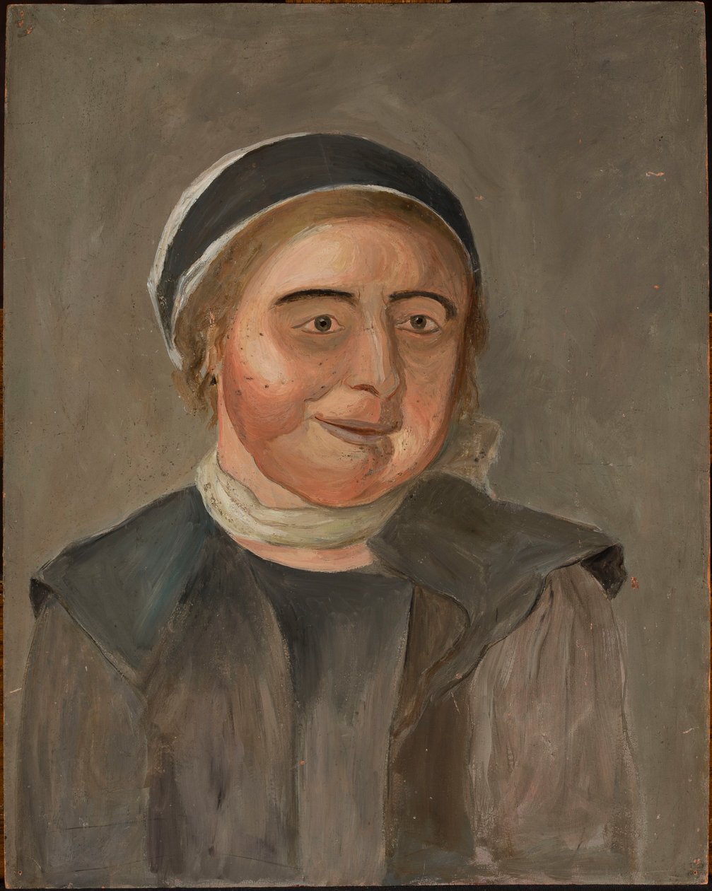 Studie einer Frau in schwarz-weißem Häubchen von Tadeusz Makowski
