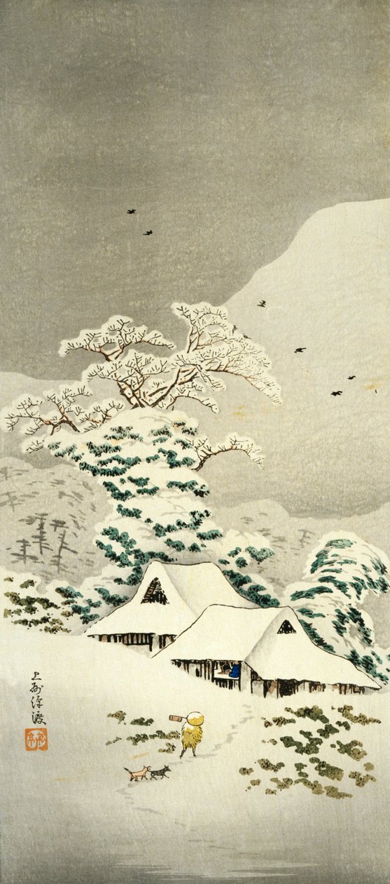 Szene im Schnee in Sawatari im Joshu-Distrikt, um 1930 von Takahashi Shotei