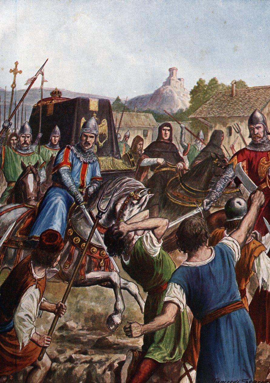 Der Trauerzug von Kaiser Otto III. des Heiligen Römischen Reiches durch Italien nach Aachen von Tancredi Scarpelli