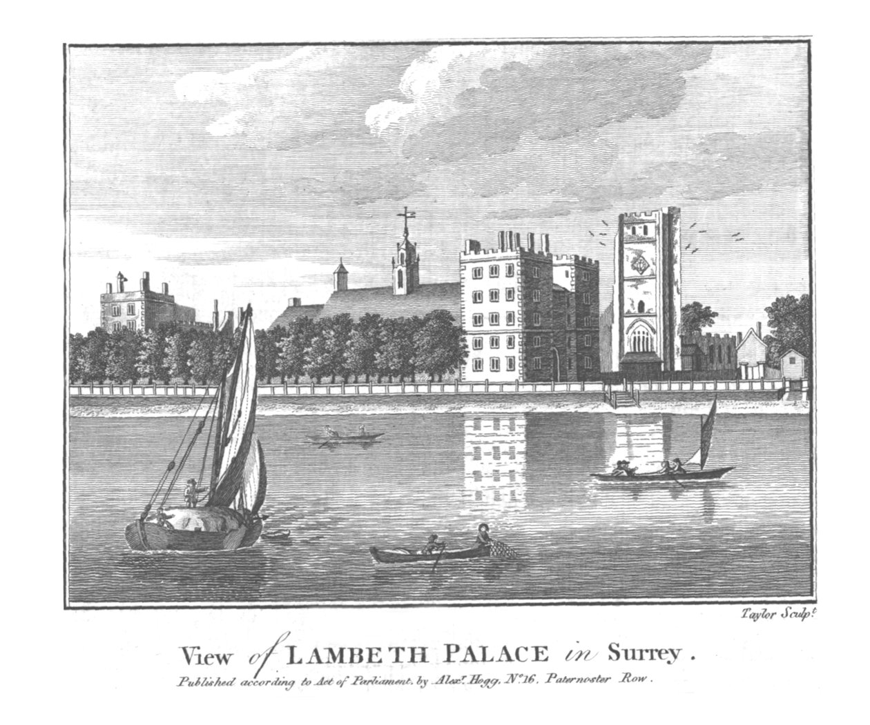 Ansicht des Lambeth Palace in Surrey, spätes 18. Jahrhundert von Taylor