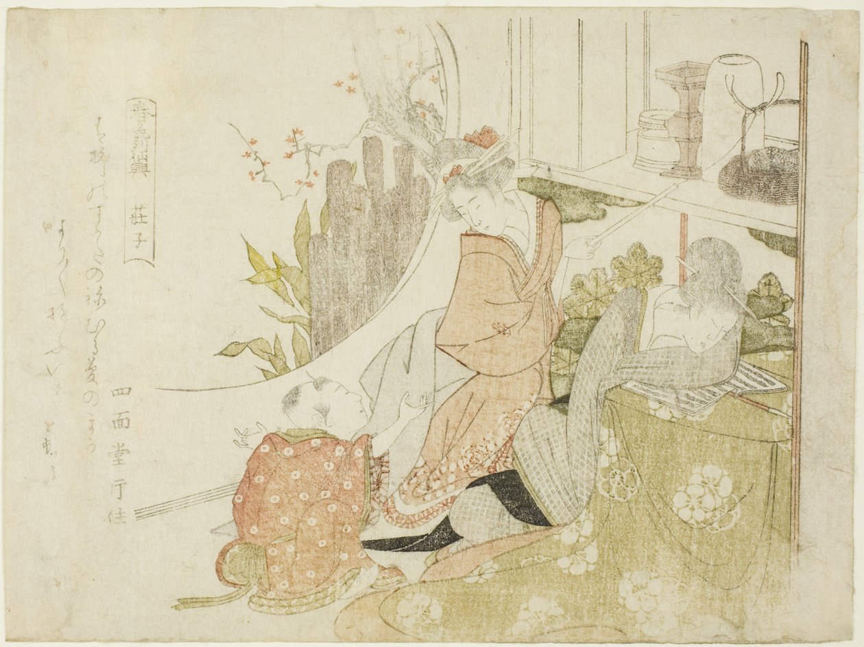 Zhuangzi (Japanisch: Soshi), aus der Serie "Shunshoku ressenkyo" von Teisai Hokuba
