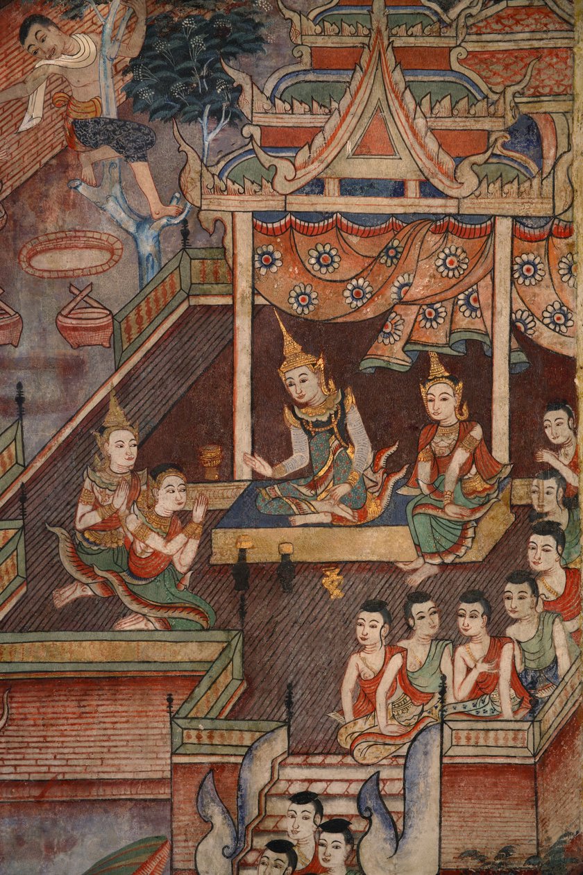 Detail aus einem Wandgemälde im Viharn Laikam in Wat Phra Singh von Thai School
