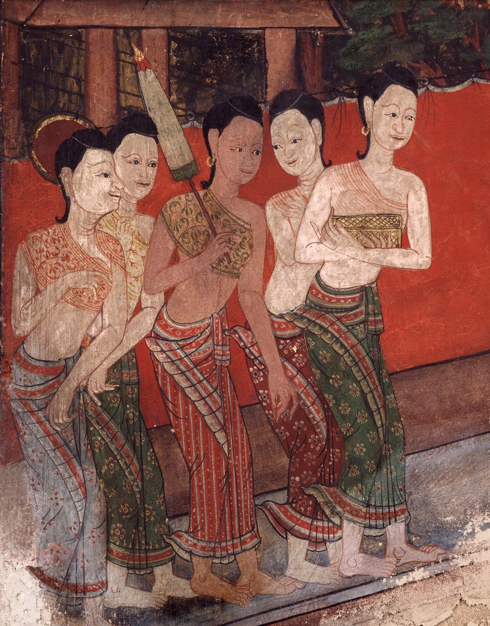 Detail, das eine Gruppe von Frauen zeigt, spätes 19. Jahrhundert von Thai School
