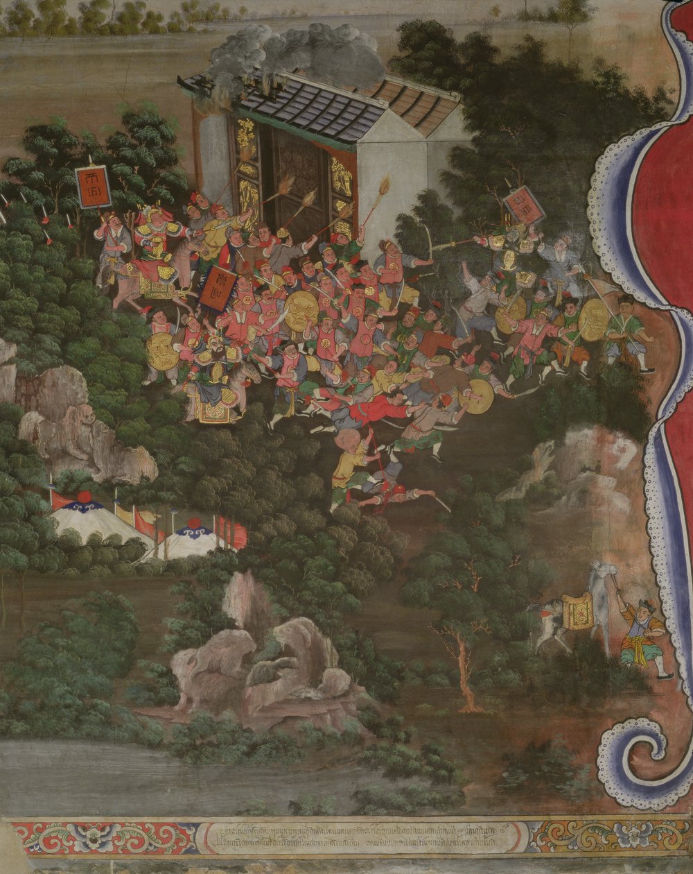 Szene mit chinesischem Einfluss, Sala Geng, Wat Bowonniwet Vihara, Bangkok von Thai School