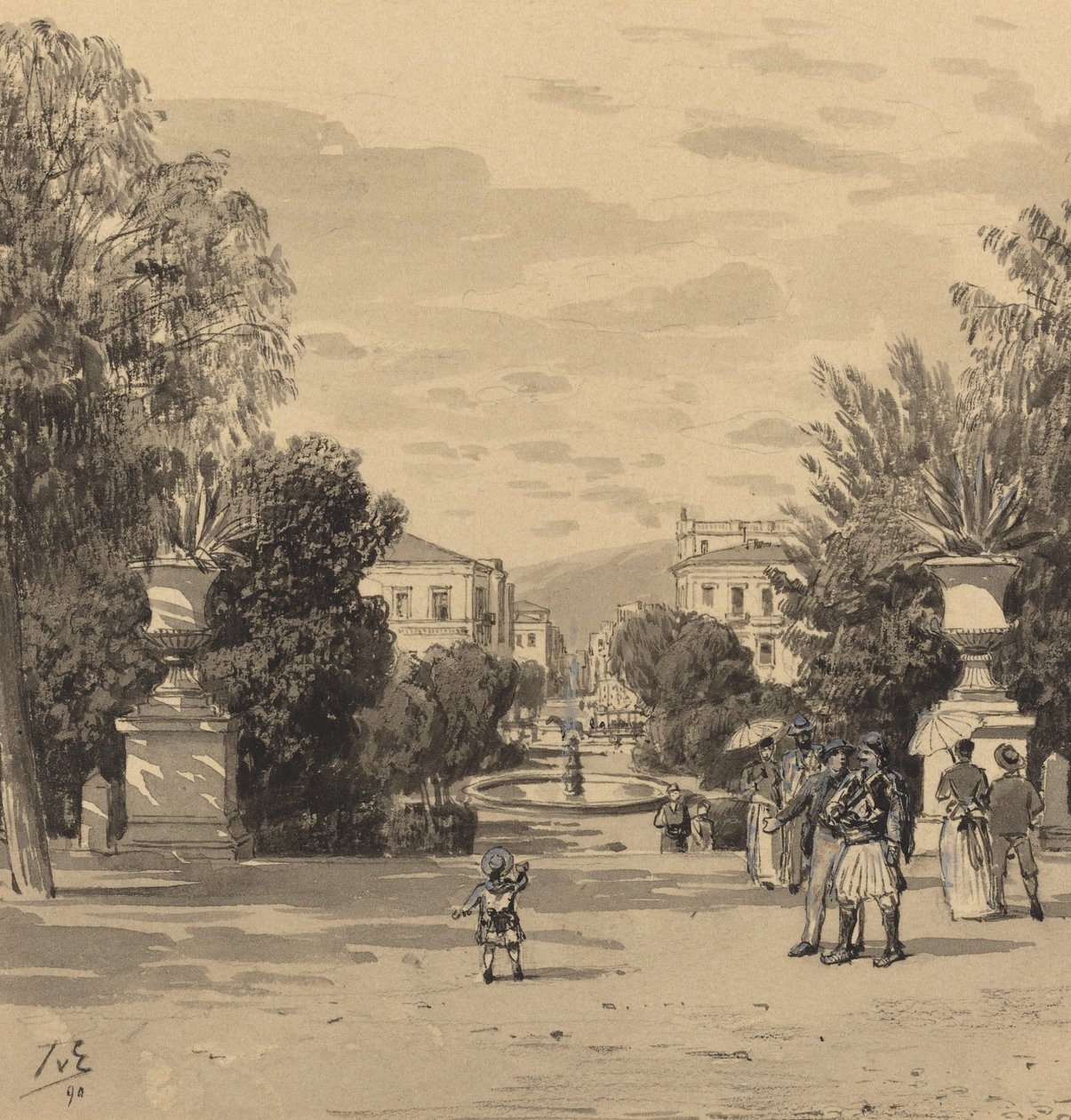 Blick vom Alten Königspalast auf die Hermesstraße von Themistocles von Eckenbrecher