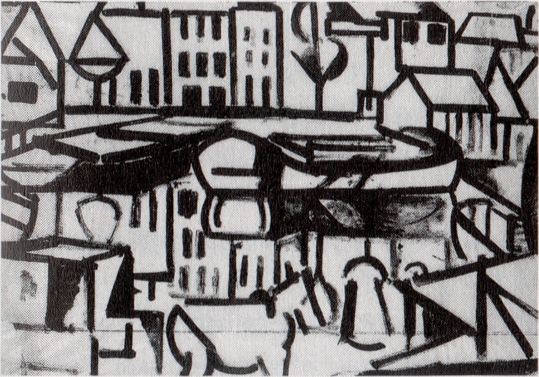 Stadtansicht mit Boot Leiden von Theo van Doesburg