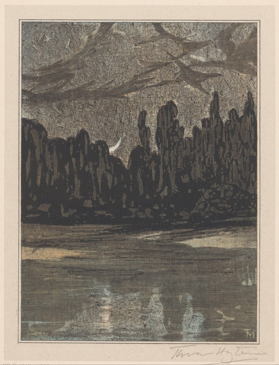 Nächtliche Landschaft mit Zugvögeln von Theo van Hoytema (signed by artist)