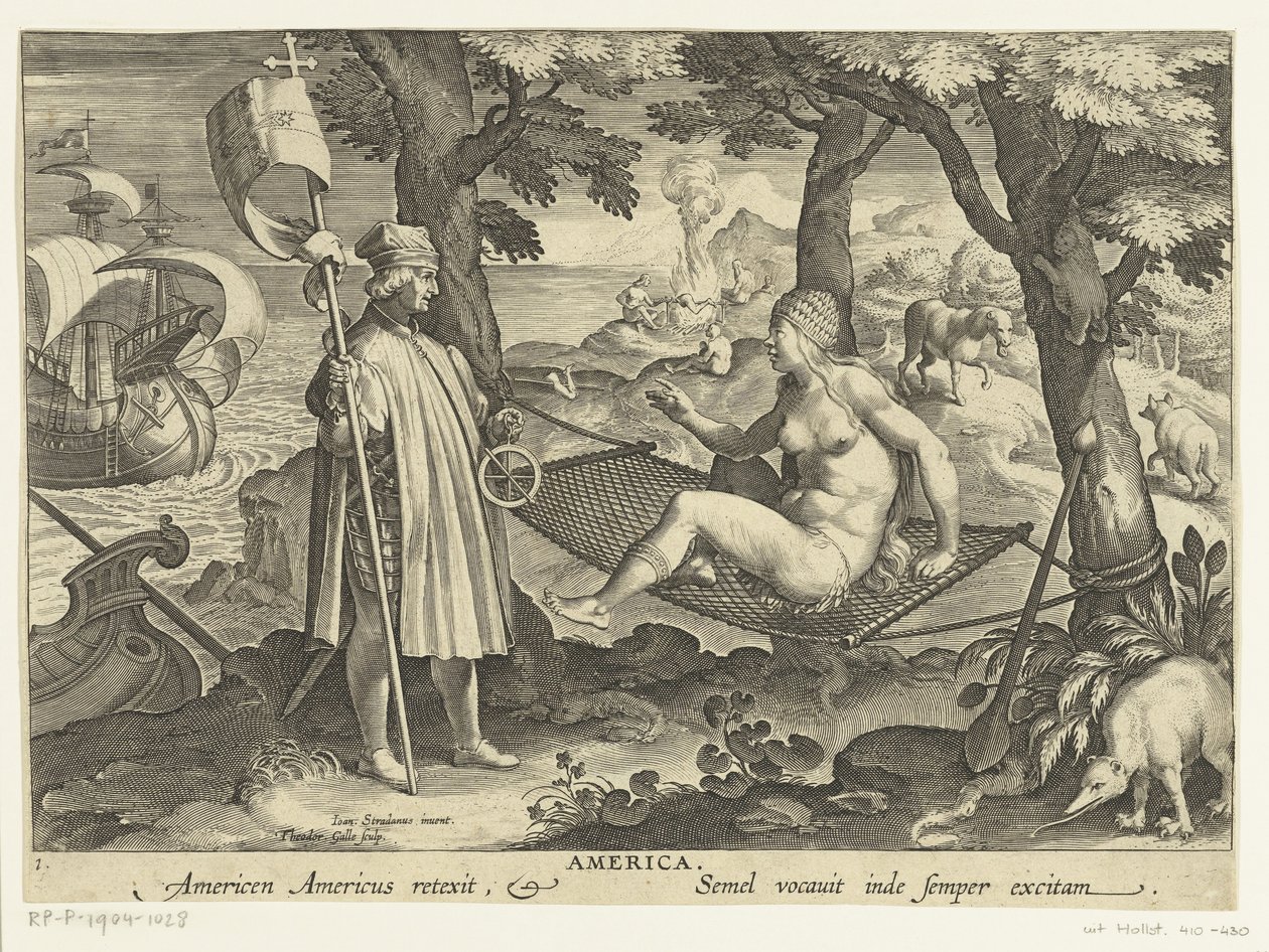Amerigo Vespucci betritt Amerika (Neue Erfindungen und Entdeckungen) von Theodoor Galle