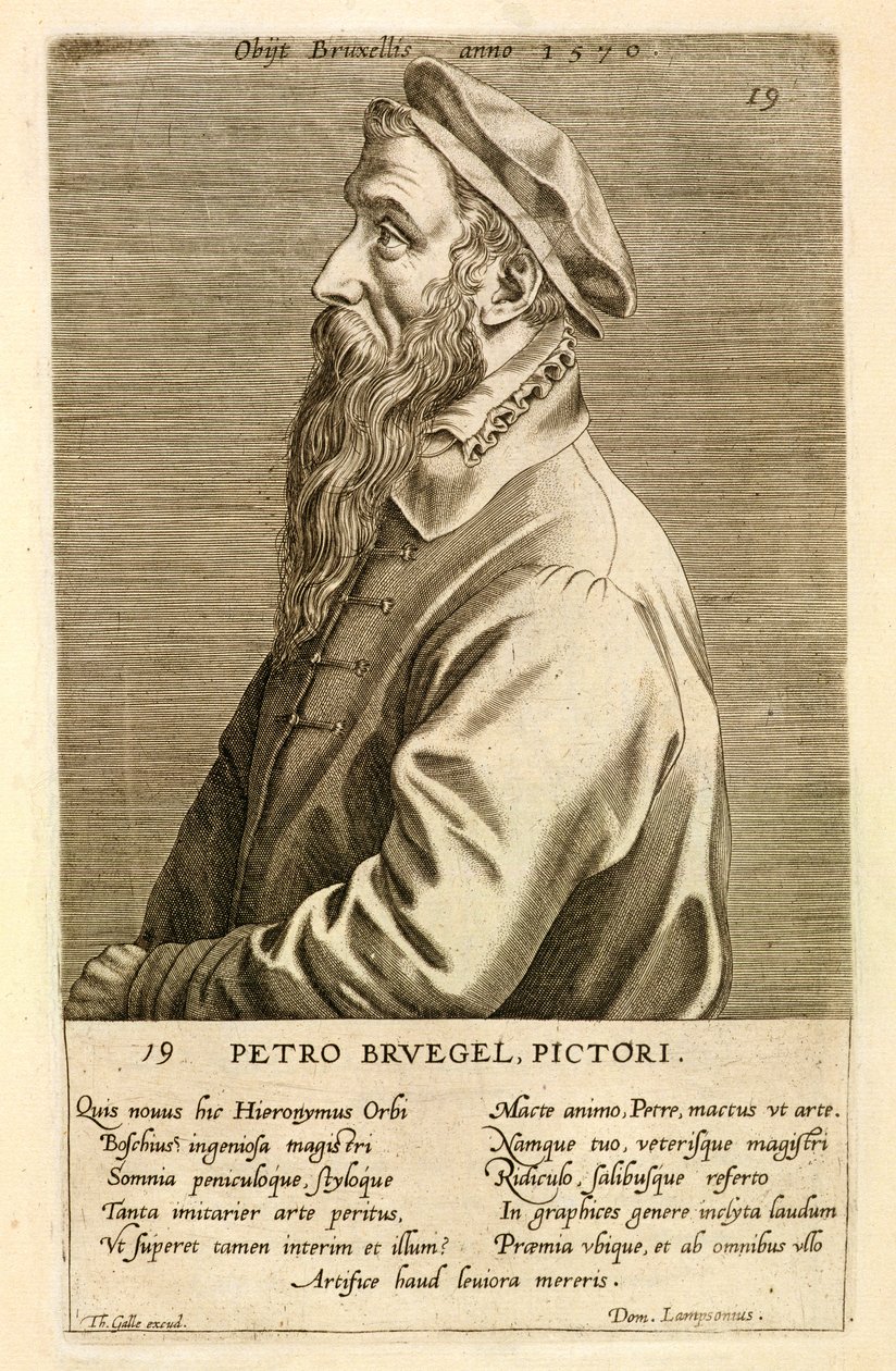 Porträt von Pieter Brueghel dem Älteren (ca.1527-69) veröffentlicht 1572 von Theodor Galle