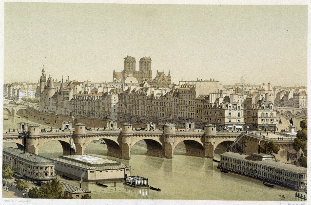 Île de la Cité und die Pont Neuf in Paris von Theodor Josef Hubert Hoffbauer