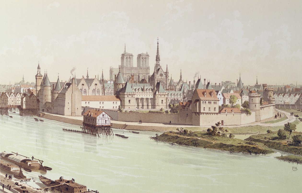 Île de la Cité im Jahr 1530 von Theodor Josef Hubert Hoffbauer