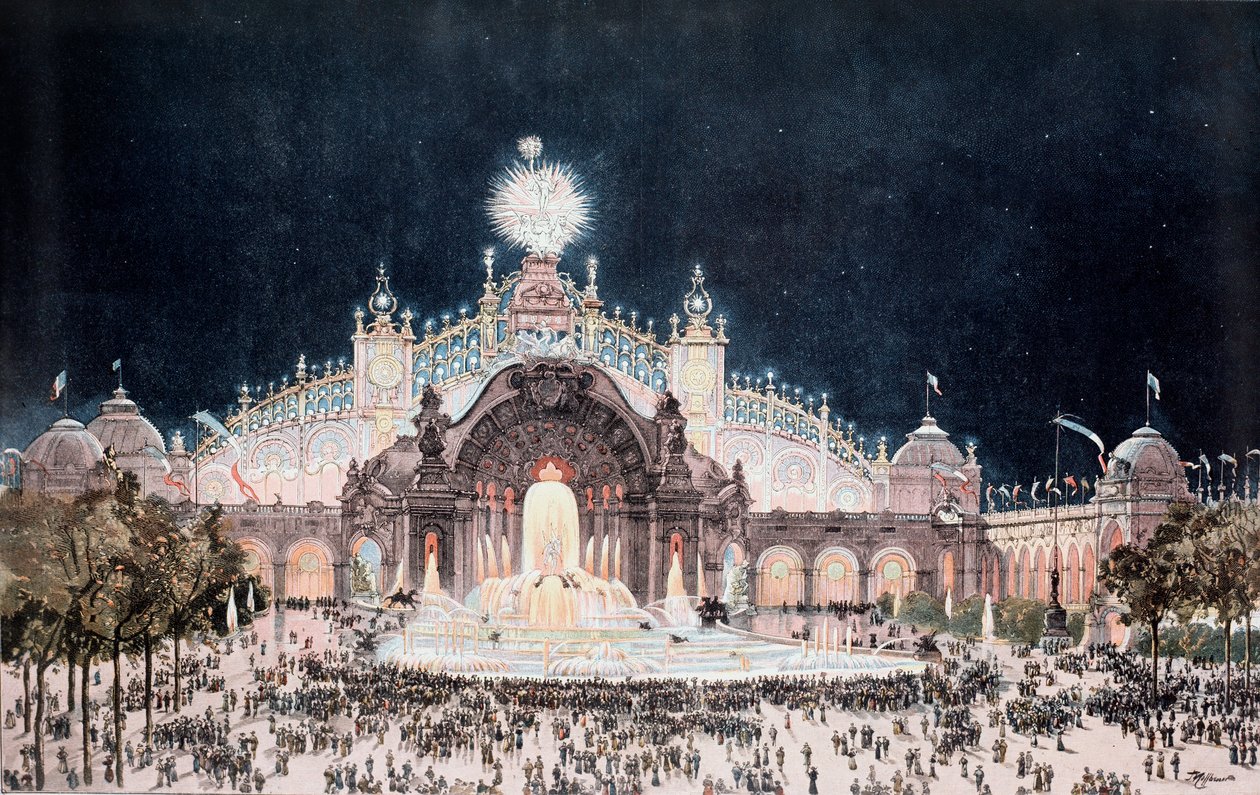 Weltausstellung, Blick auf den Palast der Elektrizität und das Wasserschloss, Paris von Theodor Josef Hubert Hoffbauer