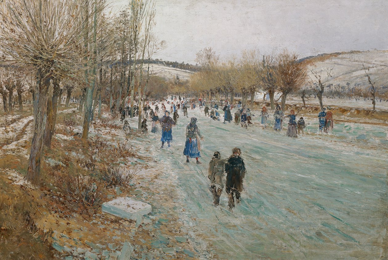 Eisläufer auf der Thaya bei Lundenburg von Theodor von Hormann