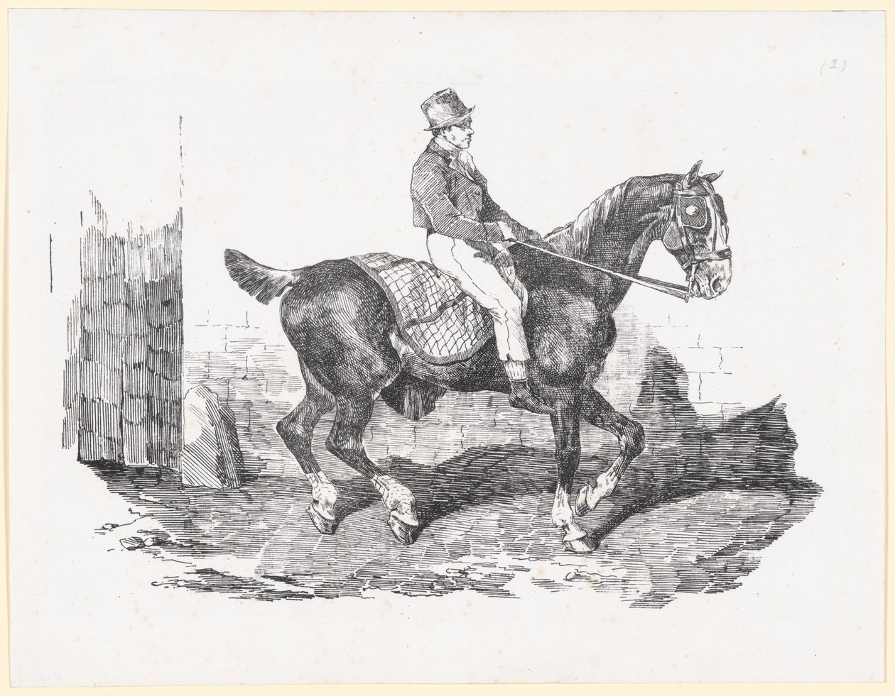 Kutschpferd, geritten von einem Stallburschen, auch genannt Englisches Pferd mit kariertem Decke von Theodore Gericault