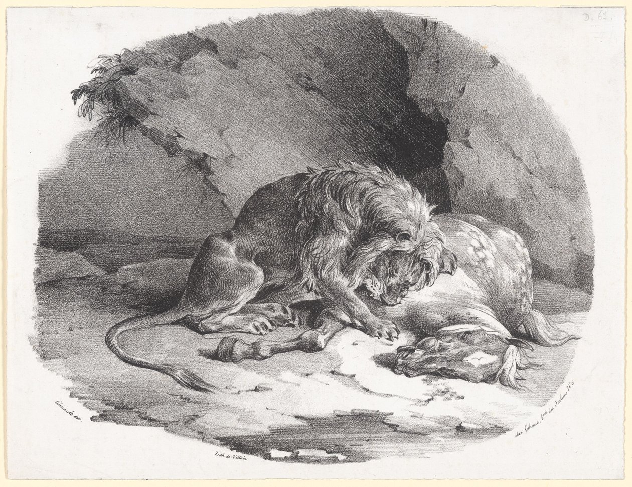 Ein von einem Löwen verschlungenes Pferd von Theodore Gericault