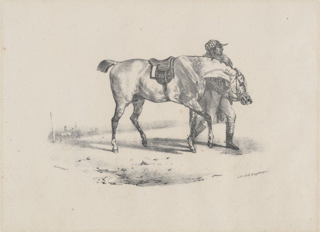 Pferd, das vor dem Rennen geführt wird von Theodore Gericault