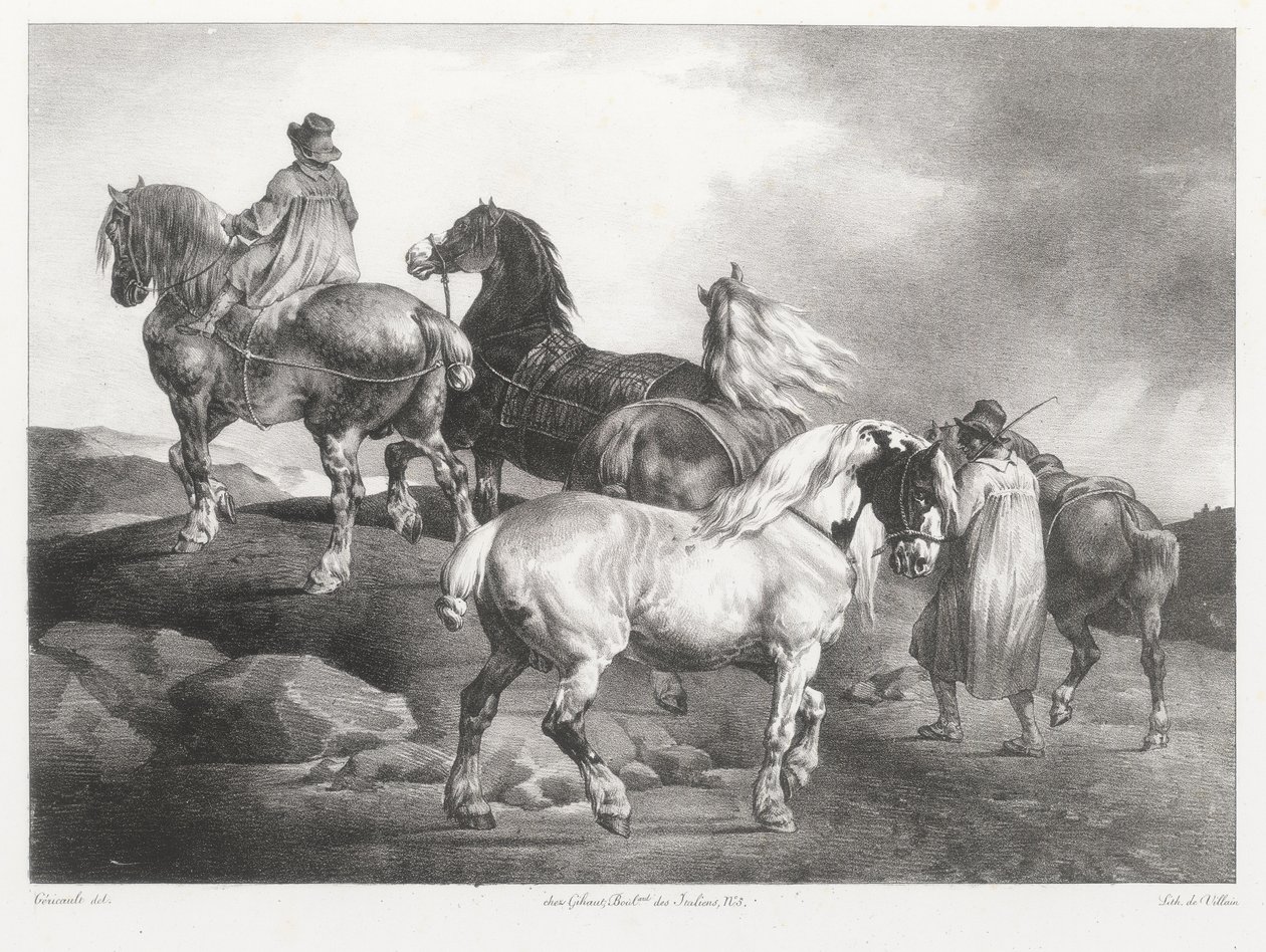 Pferde werden zum Jahrmarkt geführt von Theodore Gericault
