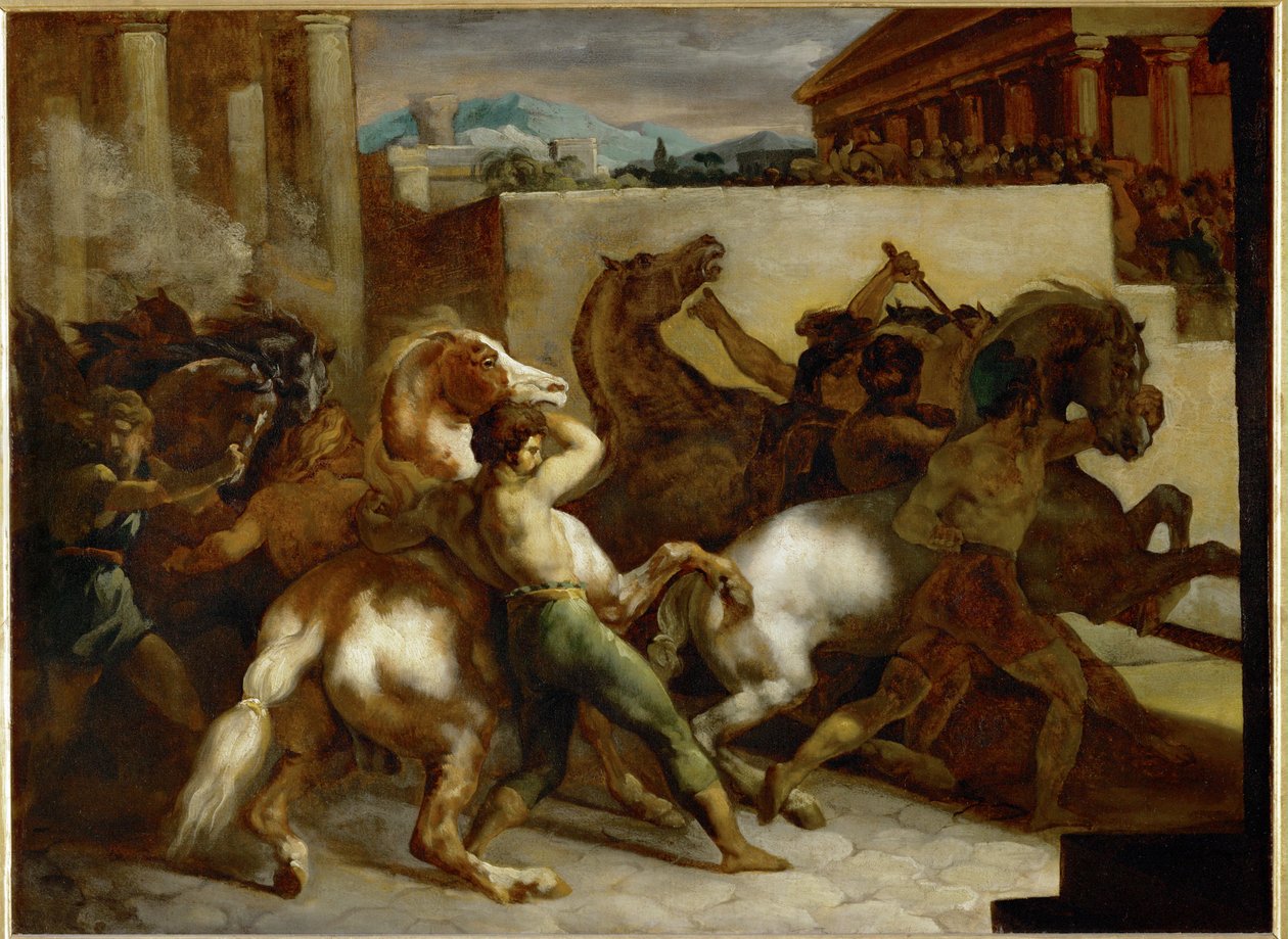 Pferderennen in Rom von Theodore Gericault