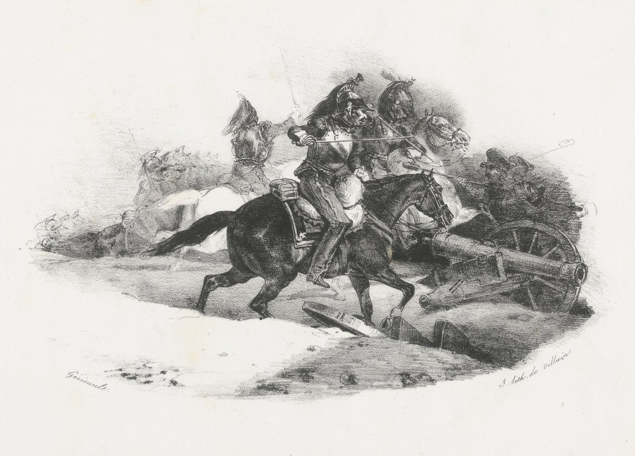 Kürassiere, die eine Artilleriebatterie angreifen von Theodore Gericault