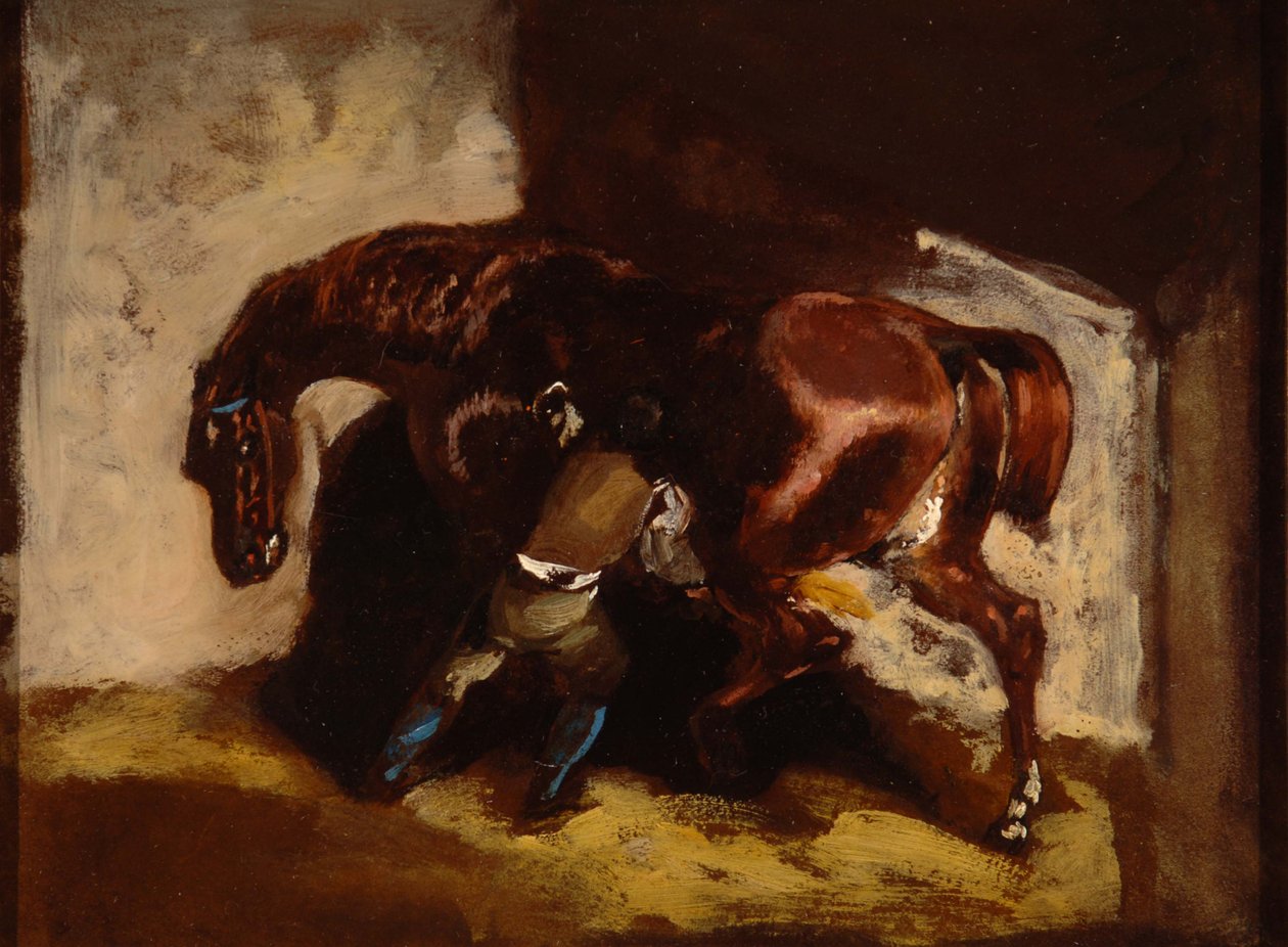 Mann, der ein Pferd pflegt von Theodore Gericault