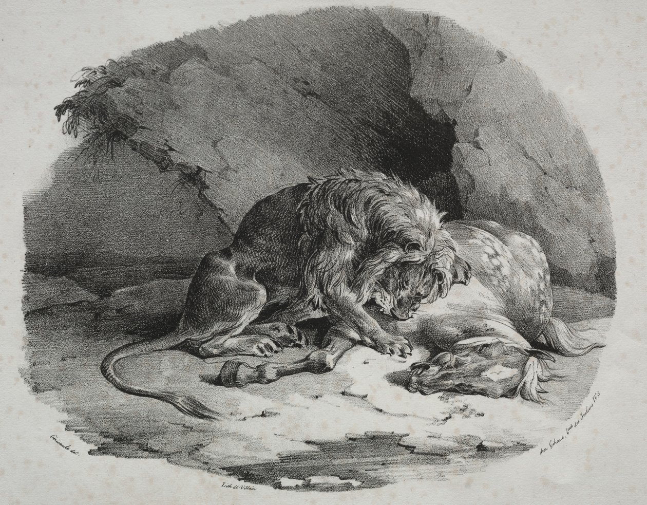Pferd von einem Löwen verschlungen von Theodore Gericault