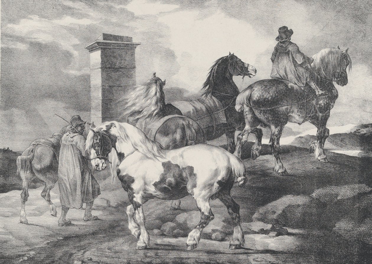Pferde gehen zu einem Jahrmarkt, 1821 von Theodore Gericault