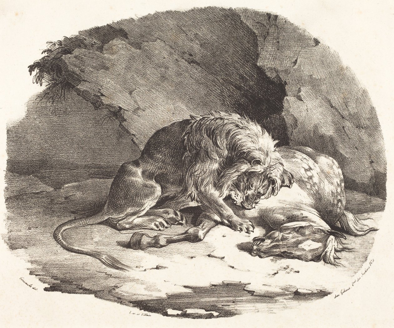 Löwe verschlingt ein Pferd von Theodore Gericault