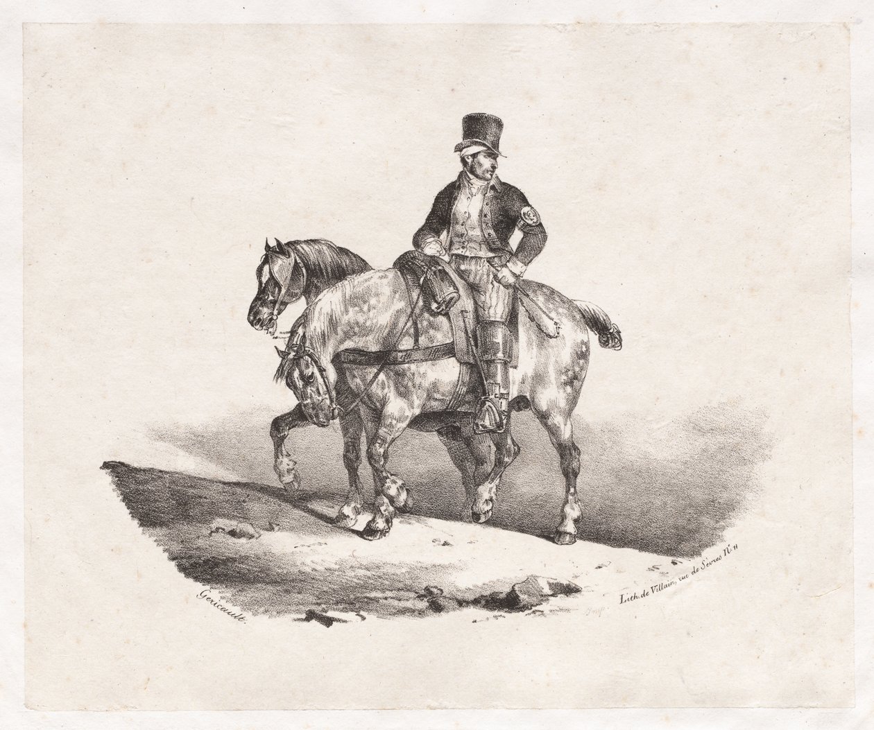 Postbote oder zwei angespannten Pferde von Theodore Gericault