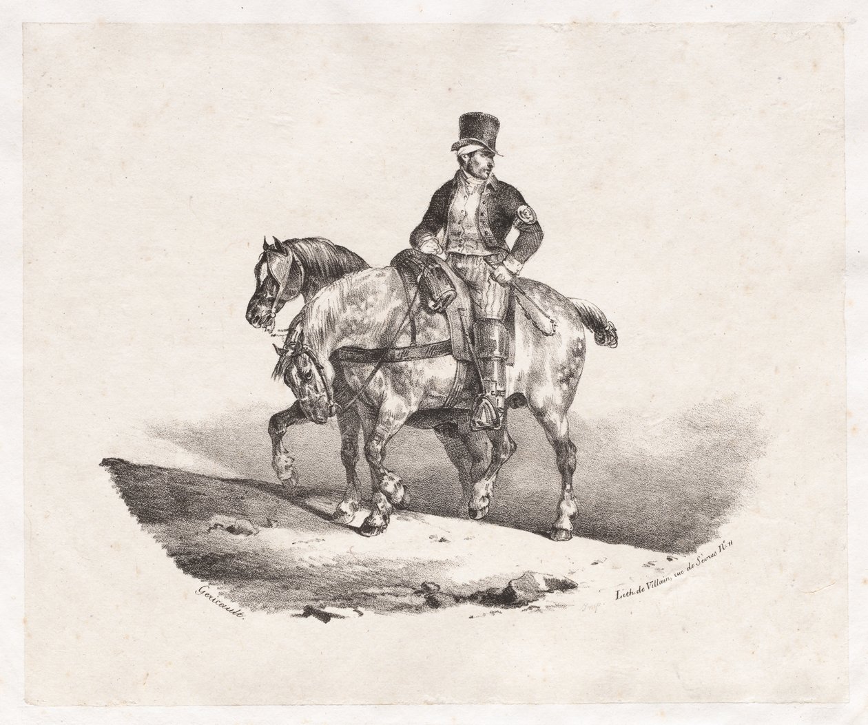 Postbote oder zwei angespannten Pferde, 1823 von Theodore Gericault