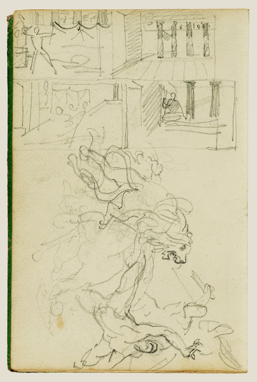 Zwei Kompositionsstudien einer Löwenjagd von Theodore Gericault