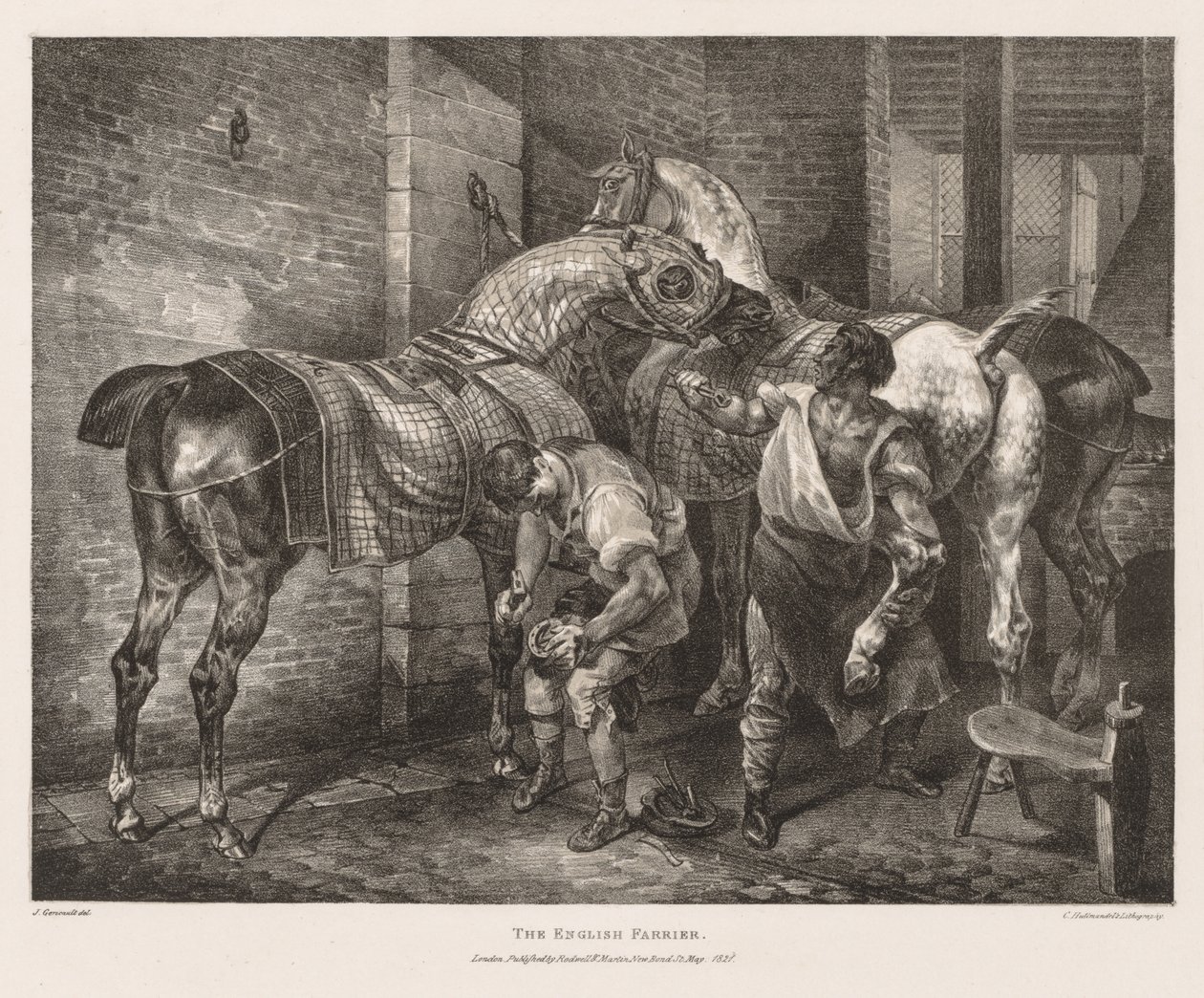 Verschiedene Motive aus dem Leben und auf Stein: Der englische Hufschmied von Theodore Gericault