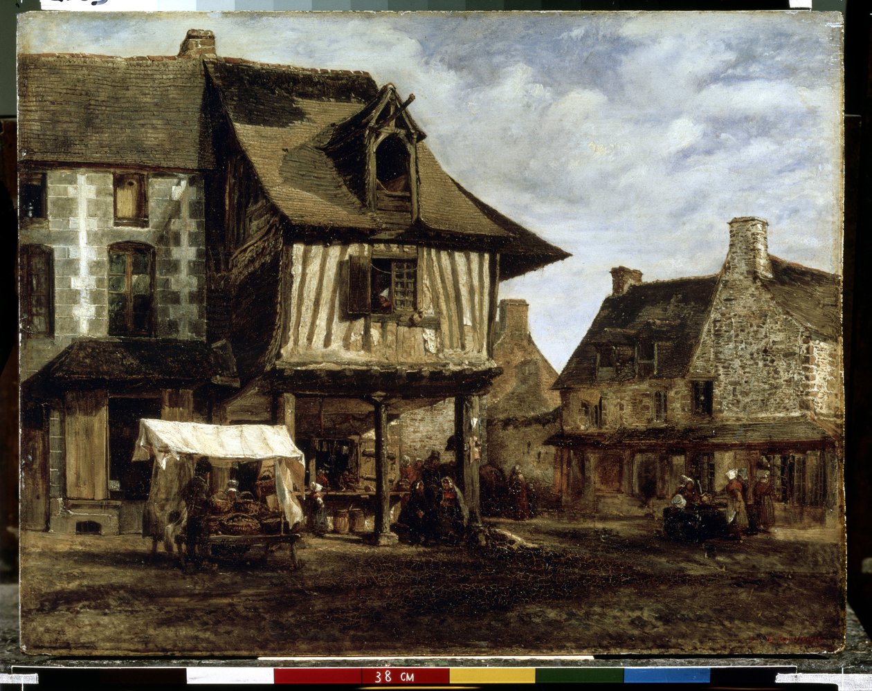 Marktplatz in der Normandie von Theodore Rousseau