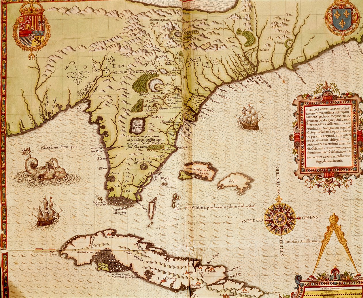 Karte von Florida und Kuba von Theodore de Bry