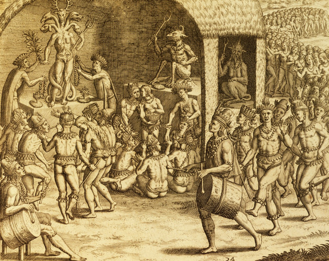 Südamerikanisches religiöses Ritual, Stich aus 